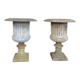 Image of Pair Large 19th Century Cast Iron Jardinieres ~ Garden Vases For Sale