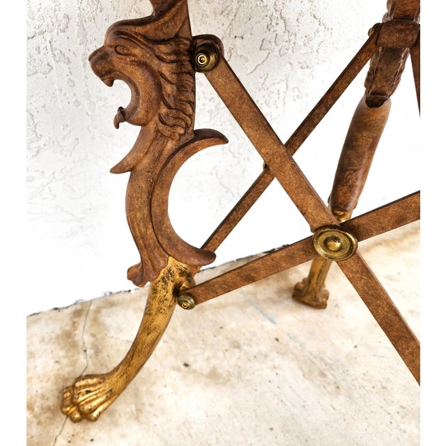 Gold Gueridon Table Patinated and Gilt-Bronze With Marble Top For Sale - Image 8 of 11