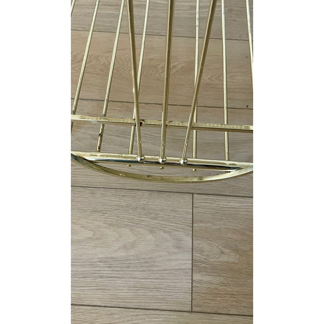 Mid 20th Century Vintage Hollywood Regency Neoclassical Style Lacquered Brass Lyre Harlequin Side Table Magazine Stand For Sale - Image 5 of 13