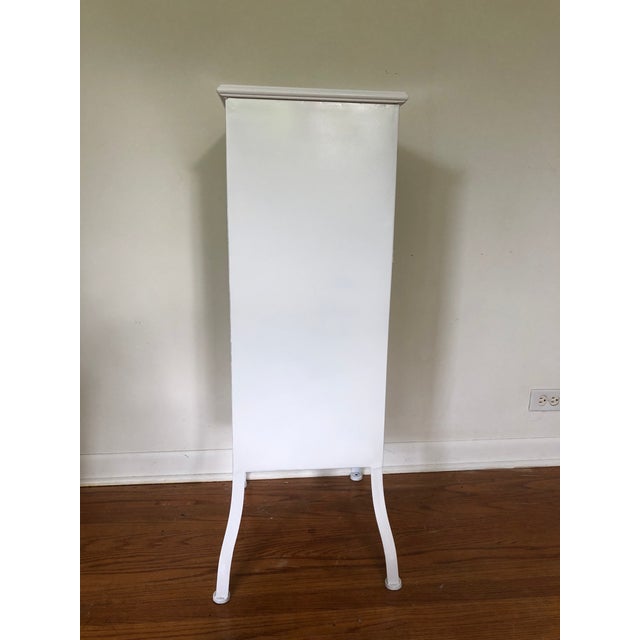 Antique Art Deco Curved Leg Steel Metal Medical Dental Pharmacy Cabinet With 3 Drawers For Sale - Image 9 of 11