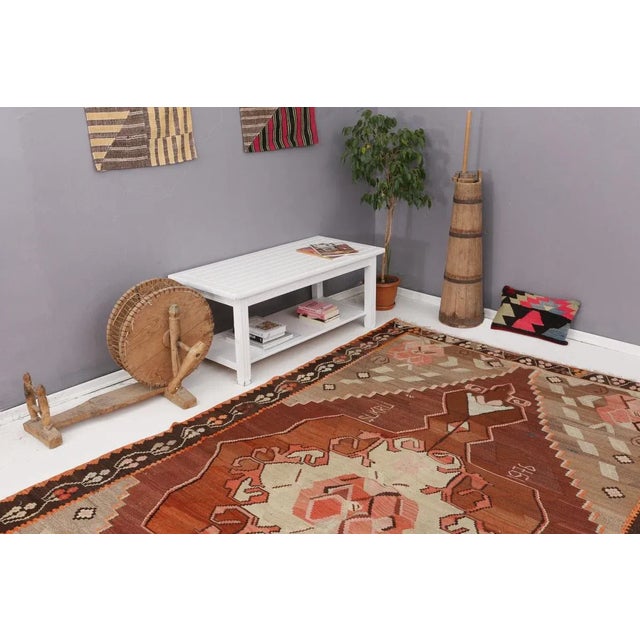 Mid 20th Century Vintage Turkish Kilim Rug For Sale In Los Angeles - Image 6 of 7