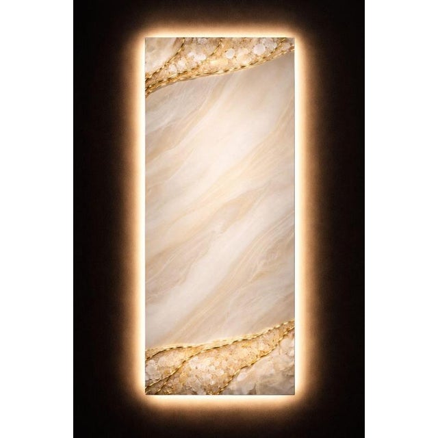 Quartz line illuminated wall art in natural quartz by sev art gallery. Dimensions: w 90 x d 5 x h 160 cm. Materials:...