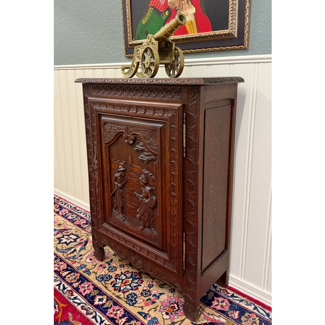 Antique French Breton Jam Cabinet Cupboard Storage Drawer Carved Oak 19th C For Sale - Image 17 of 18
