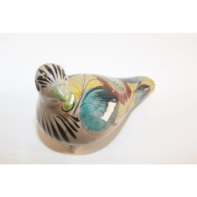 Ceramic 1950s Vintage Mexican Tonala Pottery Hand Painted Bird For Sale - Image 7 of 12