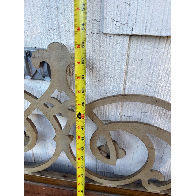 Large Vintage Mediterranean Beveled Wood & Gilt Metal Scrollwork Mirror For Sale - Image 16 of 17