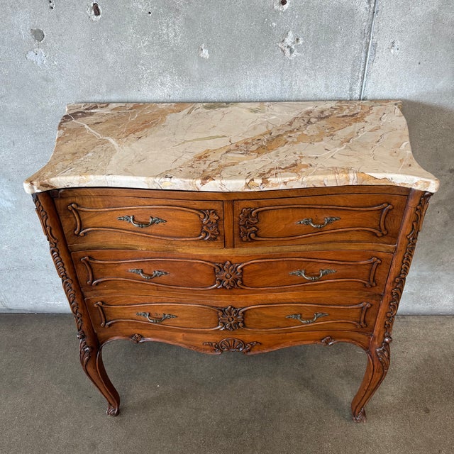 Late 19th Century 19th Century French Antique Louis XV Bombay Chest of Drawers W/ Marble Top For Sale - Image 5 of 16