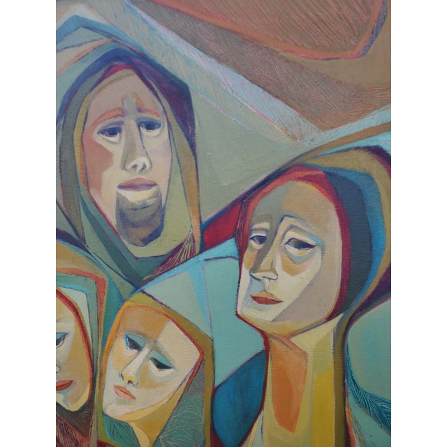 1960s Nativity Scene Mid-Century Modern Oil Painting For Sale In Los Angeles - Image 6 of 15