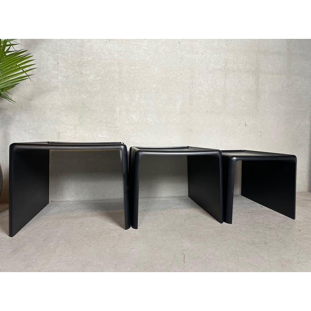 Black Vintage Nesting Tables by Peter Ghyczy for Horn Collection, 1970s, Set of 3 For Sale - Image 8 of 11