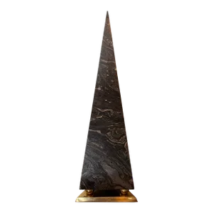 1970’s Marbleized Brass Pyramid Obelisk