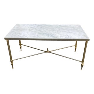 French Marble & Brass Coffee Table For Sale