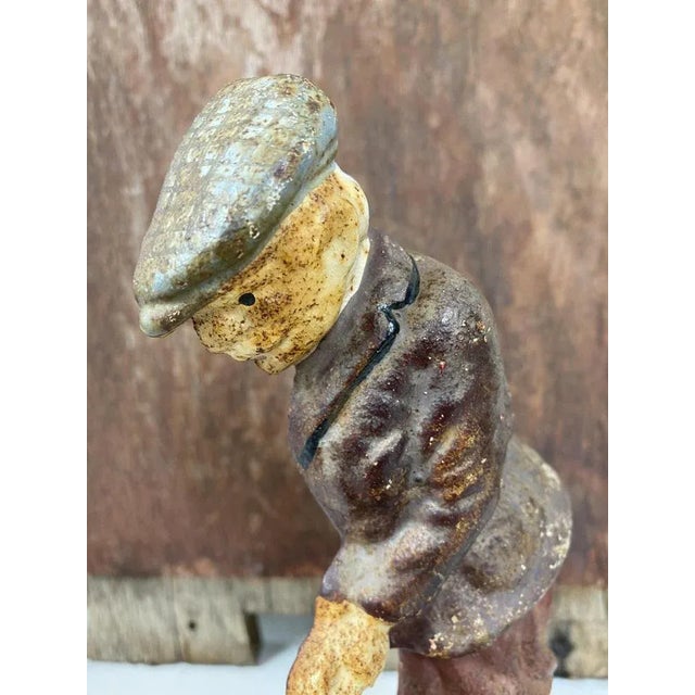 Original Painted Door Stop of Golf Player in Cast Iron, 1940s For Sale - Image 4 of 12