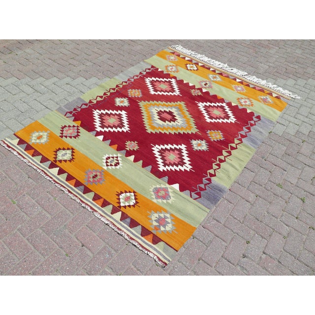 Mid 20th Century Mid 20th Century Vintage Kilim Area Rugs For Sale - Image 5 of 11