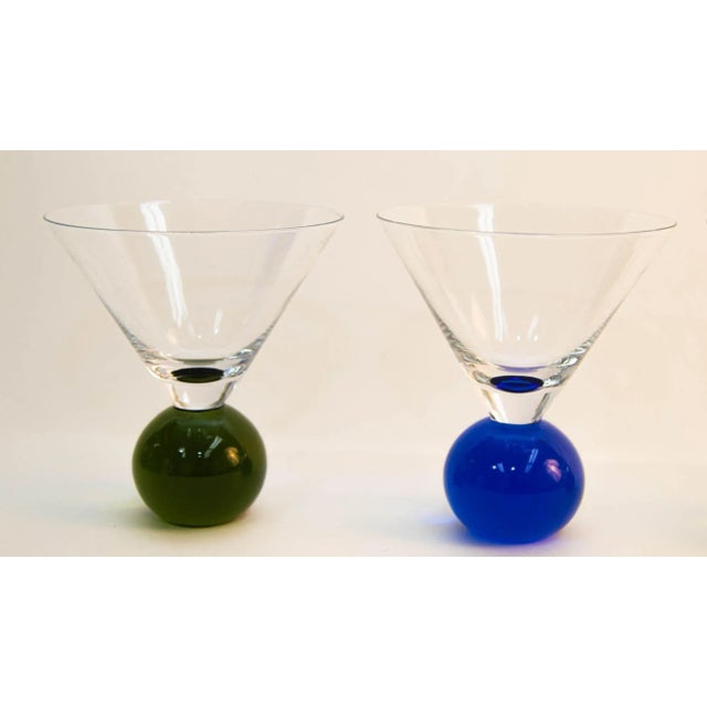 Postmodern Martini Cocktail Glasses Memphis Style Circa 1990 Set of 4 For Sale - Image 12 of 13