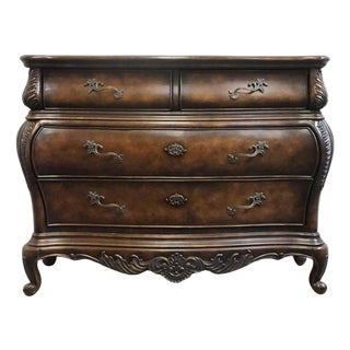 Powell Furniture Burnished French Baroque Inspired Contemporary 50" Bombe Chest of Drawers For Sale