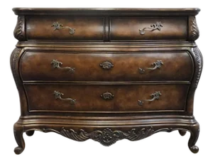 Powell Furniture Burnished French Baroque Inspired Contemporary 50" Bombe Chest of Drawers