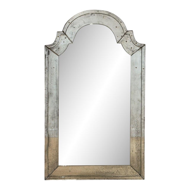Queen Anne Style, Venetian Wall Mirrors, Antiqued Beveled Glass, Dome Top For Sale