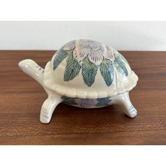 1980s 1980s Porcelain Lidded Turtle Box For Sale - Image 5 of 11