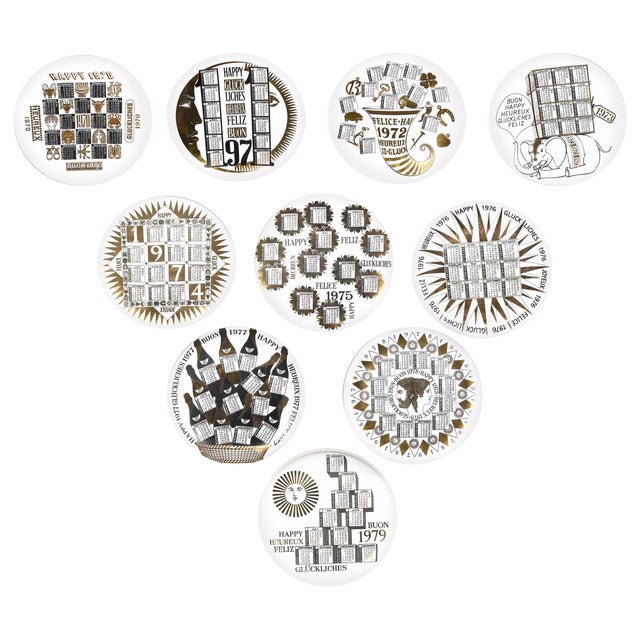 Ceramic Vintage Porcelain Plates by Piero Fornasetti, 1970s, Set of 10 For Sale - Image 7 of 7