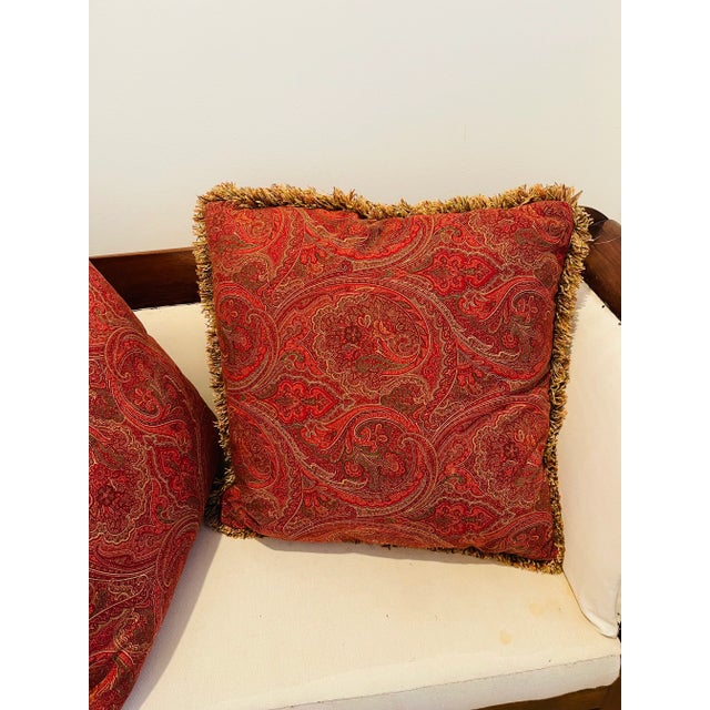 1990s Ralph Lauren Pair Paisley Pillows With Fringe Duck Feather Down Insert For Sale - Image 5 of 9
