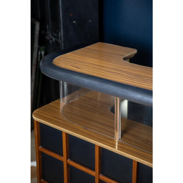 1960s Mid-Century Home Cocktail Bar in Teak Wood and Black Faux Leather, 1960s For Sale - Image 5 of 8