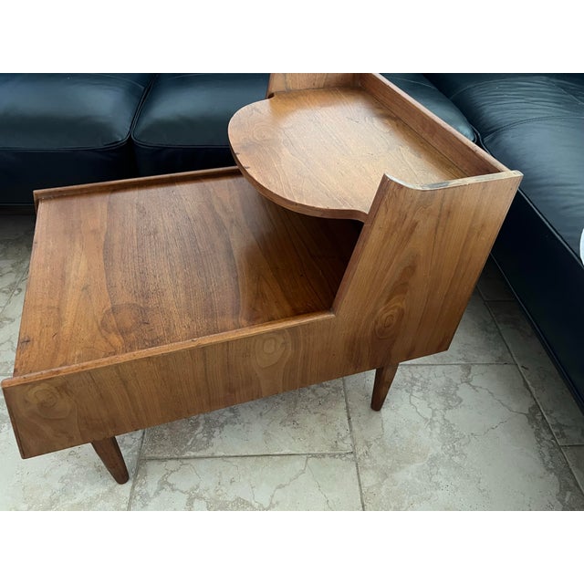 MCM Drexel Declaration Stepped Side Table - Kipp Stewart Walnut End Table 1962 For Sale - Image 6 of 7