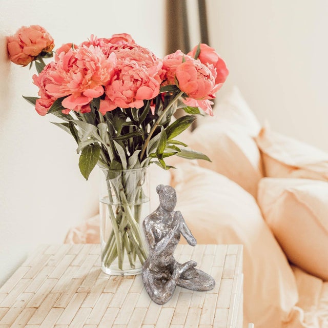 Silver Lotus Yoga Pose Figure For Sale - Image 8 of 8