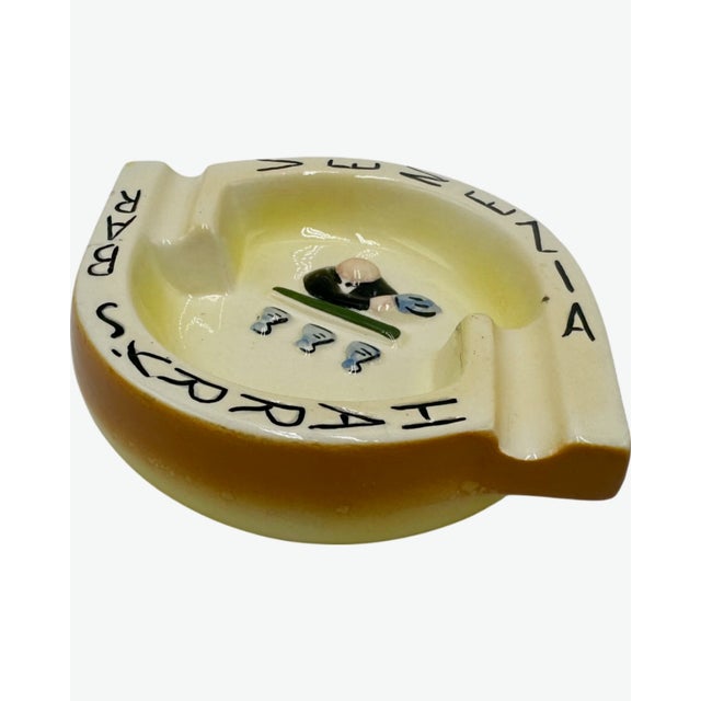 Mid-Century Modern Vintage Harry's Bar Venezia Italy Ashtray Yellow Ceramic Catchall Trinket Dish For Sale - Image 3 of 9