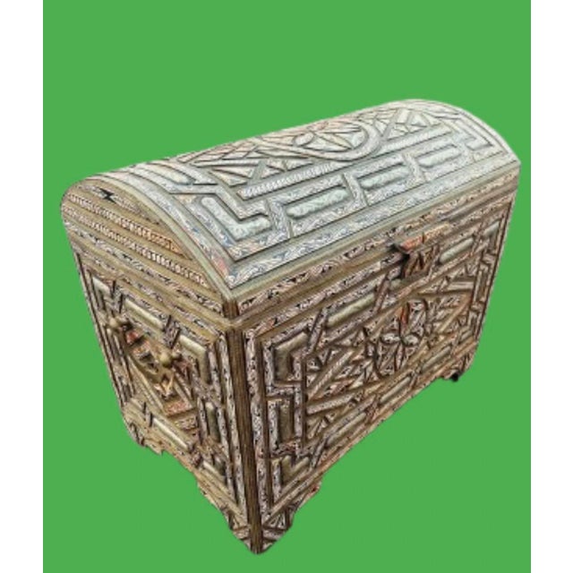 Early 19th Century 19th Century Extra Large Antique Moroccan Trunk Moorish Design For Sale - Image 5 of 12