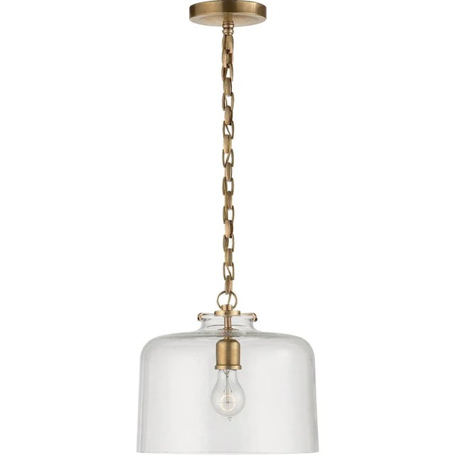 Transitional Thomas O'Brien for Visual Comfort Signature Katie Dome Pendant in Hand-Rubbed Antique Brass with Clear Glass For Sale - Image 3 of 4
