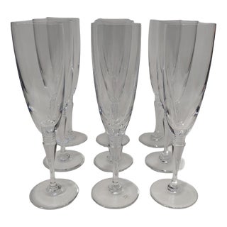 Vintage Saint Louis Crystal Champagne Flutes, 1990s, Set of 9 For Sale