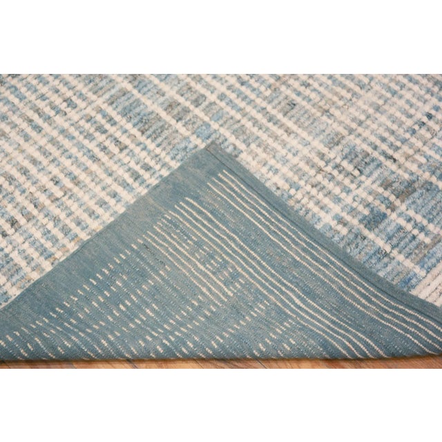 Cream Light Blue Wool Pile Handmade Modern Room Size Area Rug, Country Of Origin: Central Asia, Circa Date: Modern Rug