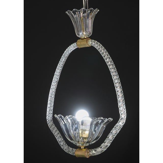Petite Art Deco Pendant Chandelier by Ercole Barovier, 1940s For Sale - Image 10 of 18
