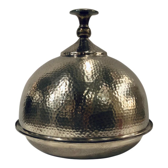 Barry DIxion Modern Hammered Nickel Covered Dome Dish For Sale