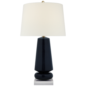 Chapman & Myers by Visual Comfort Signature Parisienne Medium Table Lamp in Denim with Linen Shade