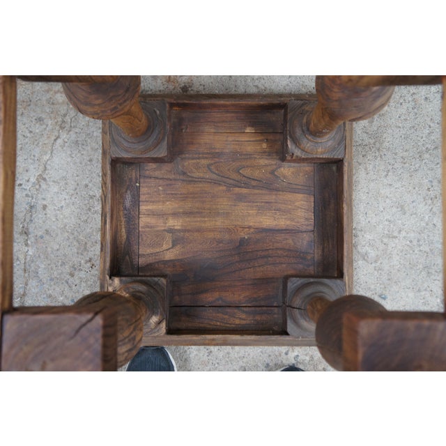 Late 20th Century Late 20th Century English Weathered Oak Farmhouse Pedestal Side Table Plant Sculpture Stand For Sale - Image 5 of 12