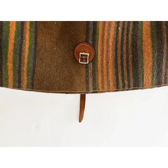 Orange 1900s Antique Striped Wool Horse Blanket For Sale - Image 8 of 9
