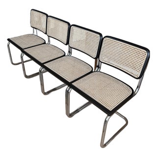 Attributed to Marcel Breuer Cesca Caned Dining Chairs - Black X4 - Like New For Sale