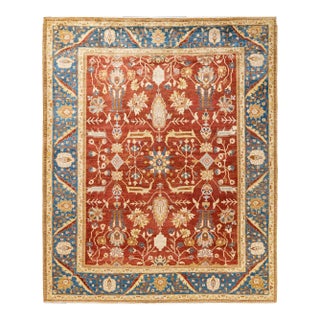 Vintage Traditional Hand Knotted Wool Area Rug, Orange - 8'2" X 9'10" For Sale