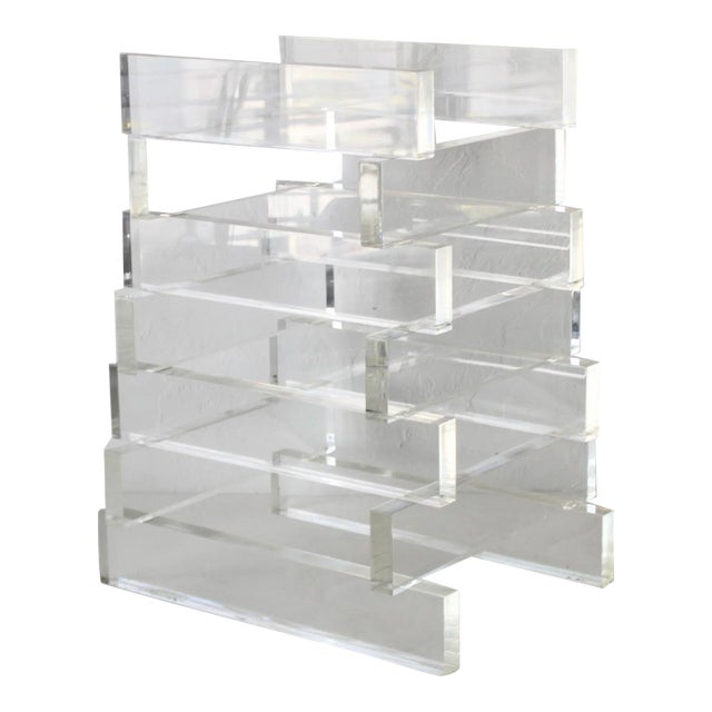 Vintage Stacked Lucite End Side Accent Table Base Mid Century Hollywood Regency For Sale