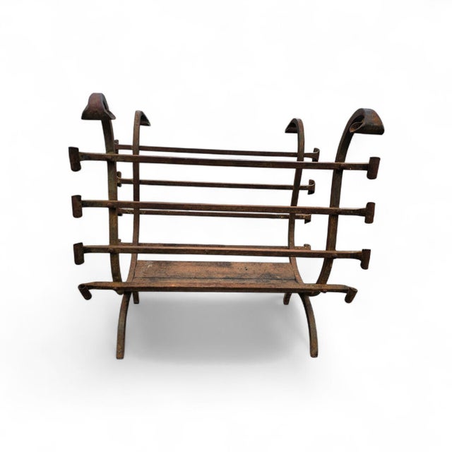 Vintage Black Wrought Iron Fireplace Log Holder, 1960s For Sale - Image 5 of 12