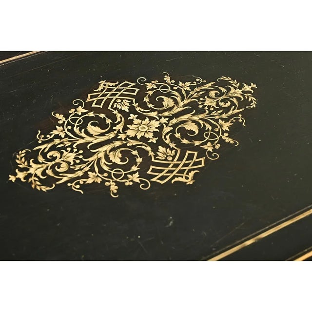 French French 19th Century Louis XVI Style Ebonized Drop Leaf Desk For Sale - Image 3 of 12