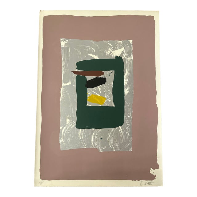 “Pink Square” by Kikuo Sato Original Silkscreen Print For Sale