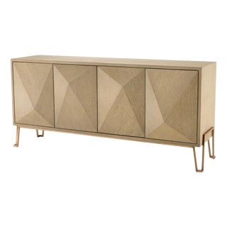 Dresser in Washed Oak Veneer and Brushed Brass Finish For Sale