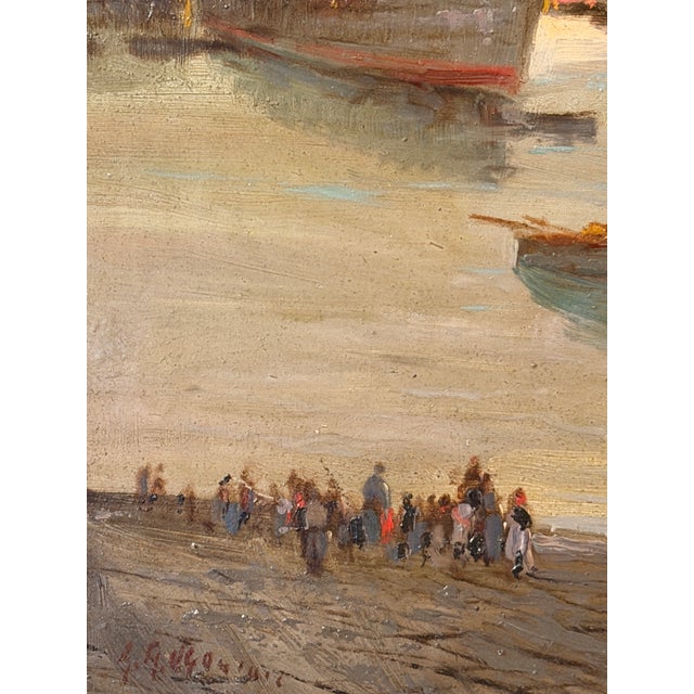 Gian Angelo Ugolini, Port of Marghera, 1890s, Oil Painting on Panel For Sale - Image 4 of 7