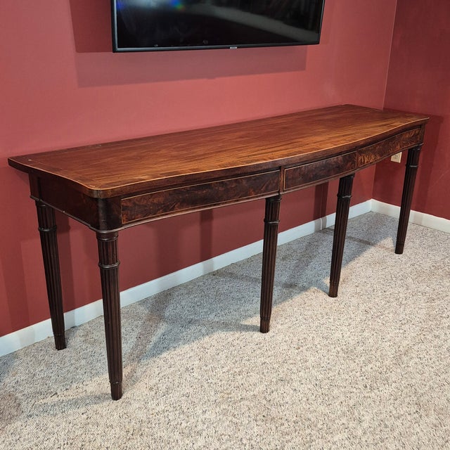 English Circa 1790 Gillows Era George III English Regency Mahogany Serpentine Sideboard Table Serving Table For Sale - Image 3 of 17
