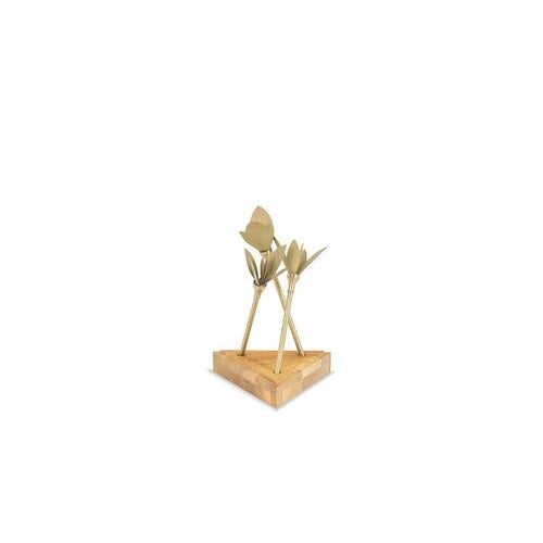 Wood Napkin Holder in Matt Gold Brass with Wooden Base For Sale - Image 7 of 7