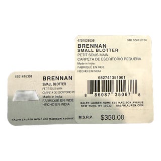 Ralph Lauren Home Brennan Small Leather Desk Blotter Black For Sale