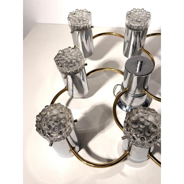 Vintage German Space Age Chrome and Brass 8-Light Chandelier, 1970s For Sale - Image 3 of 6