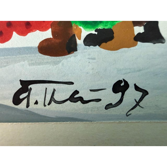 Eastern Europe Artist, Winter Village with Sled and Bear, 1997, Gouache For Sale - Image 9 of 11