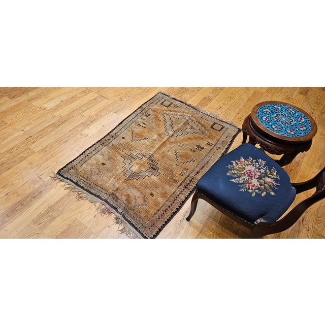 Vintage Moroccan Camelhair Area Rug With Diamond Motifs For Sale - Image 11 of 17